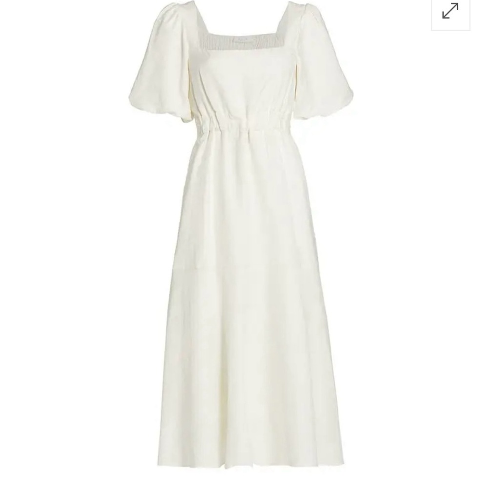 ASTR The Label Off White Linen Dress with open tie back and square neck